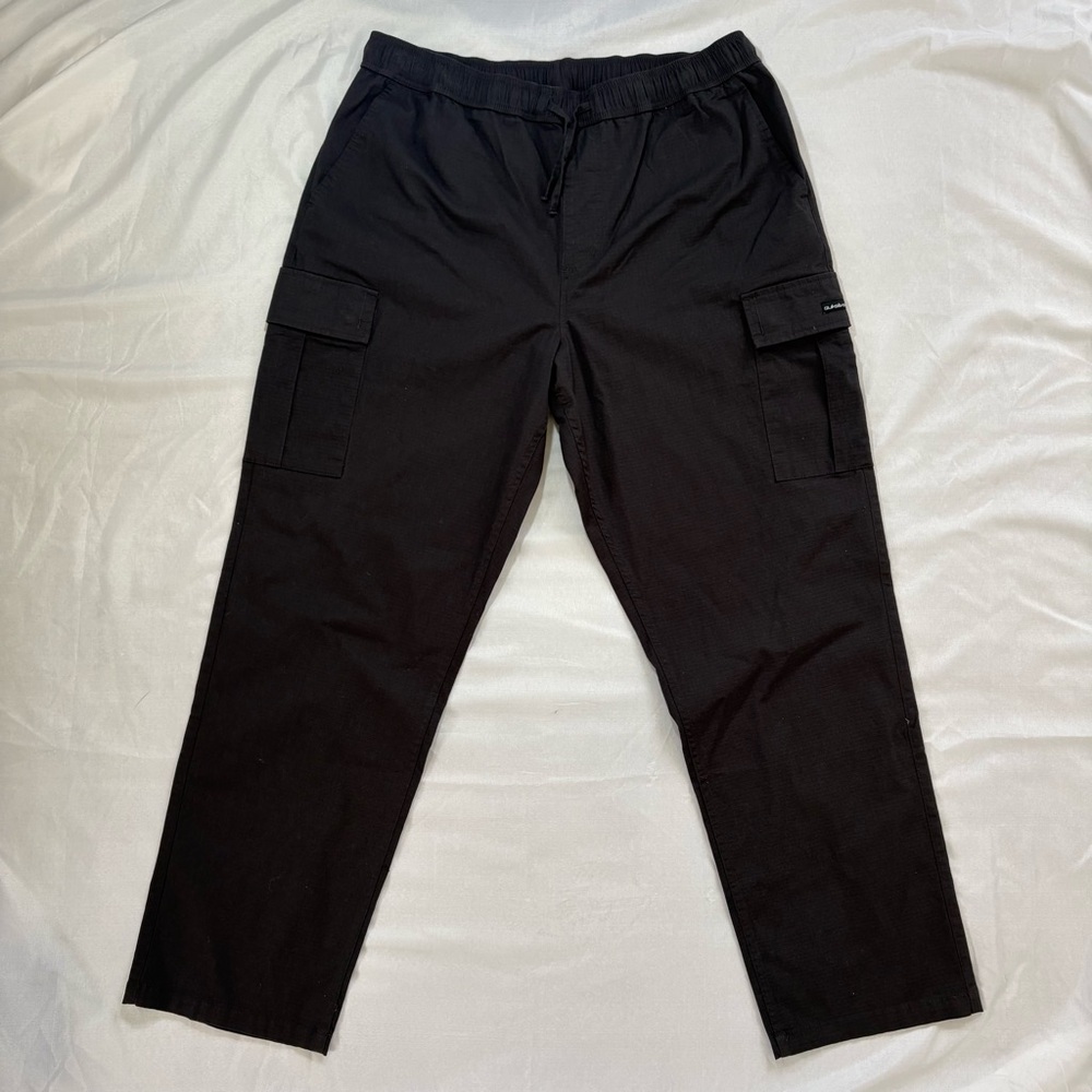 Quiksilver Black Cargo Pants with Straight Leg